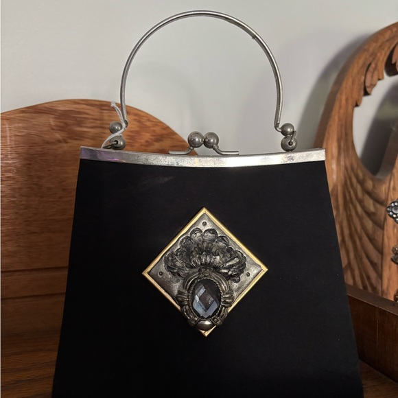 christine Macfadden Handbags - Vintage Christine Macfadden black satin bag.